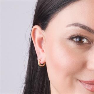 14 Ayar Taşlı Modern Halka Altın Küpe