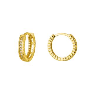 14 Ayar Tek Sıra Taşlı Halka Altın Küpe