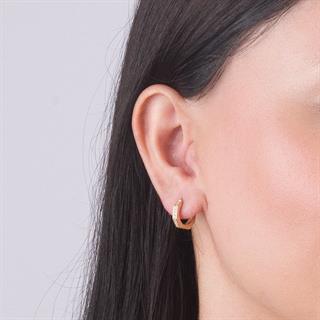 14 Ayar Altıgen Halka Taşlı Altın Küpe