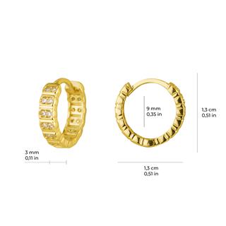 14 Ayar İki Sıra Taşlı Halka Altın Küpe