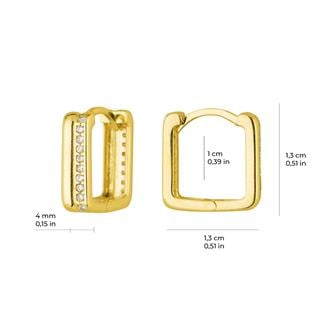 14 Ayar Taşlı Kare Halka Altın Küpe