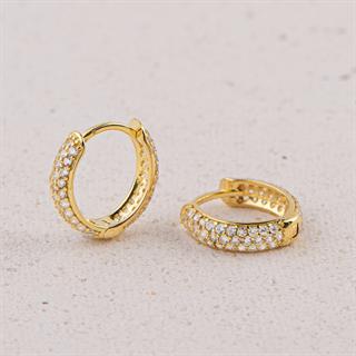 14 Ayar Tam Taşlı Halka Altın Küpe