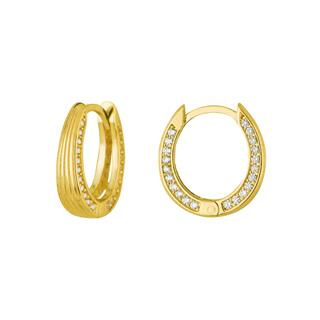 14 Ayar Yanı Taşlı Halka Altın Küpe