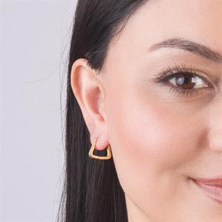 14 Ayar Modern Taşlı Halka Altın Küpe