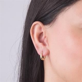 14 Ayar Taşlı Damla Halka Altın Küpe