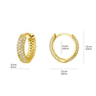 14 Ayar Tam Taşlı Halka Altın Küpe