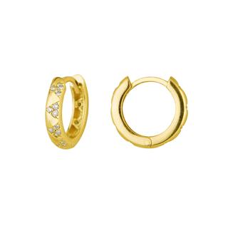 14 Ayar Modern Taşlı Halka Altın Küpe