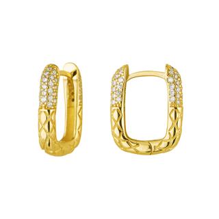 14 Ayar Dikdörtgen Taşlı Halka Altın Küpe