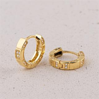 14 Ayar Modern Taşlı Halka Altın Küpe