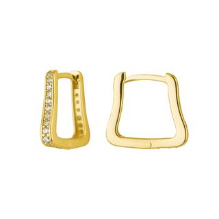 14 Ayar Modern Taşlı Halka Altın Küpe