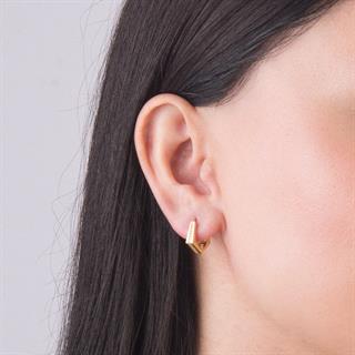 14 Ayar Modern Tek Sıra Taşlı Halka Altın Küpe