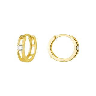 14 Ayar Tek Taş Halka Altın Küpe