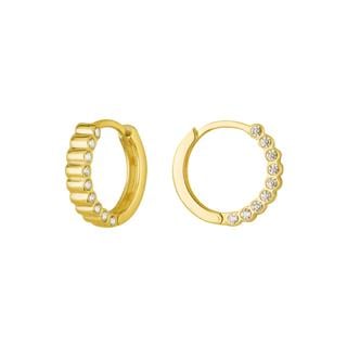 14 Ayar Halka Yanı Taşlı Altın Küpe