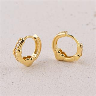 14 Ayar Taşlı Kalp Halka Altın Küpe