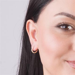 14 Ayar Tam Taşlı Halka Altın Küpe