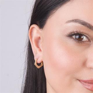 14 Ayar Modern Taşlı Halka Altın Küpe