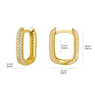 14 Ayar Dikdörtgen Taşlı Halka Altın Küpe