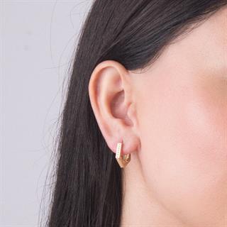 14 Ayar Modern Taşlı Halka Altın Küpe