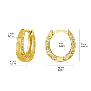 14 Ayar Yanı Taşlı Halka Altın Küpe