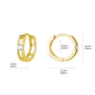 14 Ayar Tek Taş Halka Altın Küpe