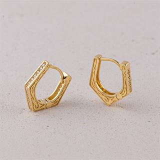 14 Ayar Modern Taşlı Halka Altın Küpe