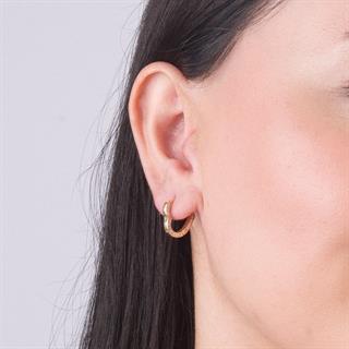 14 Ayar Kalp Taşlı Halka Altın Küpe