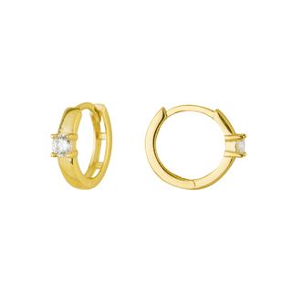 14 Ayar Halka Tek Taşlı Altın Küpe