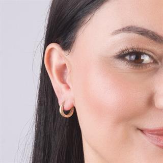 14 Ayar Yanı Taşlı Halka Altın Küpe