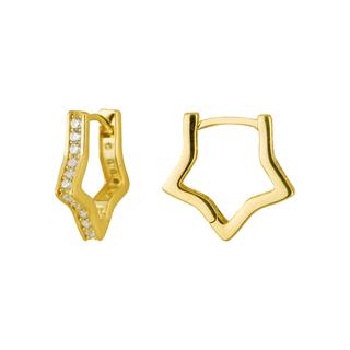 14 Ayar Yıldız Taşlı Halka Altın Küpe