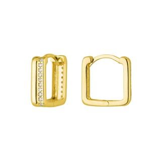 14 Ayar Taşlı Kare Halka Altın Küpe