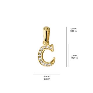14 Ayar Altın C Harfi Taşlı Kolye Ucu