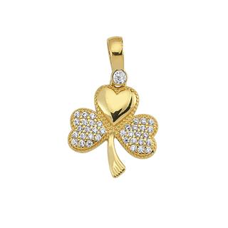 14 Ayar Altın Taşlı Yonca Kolye Ucu