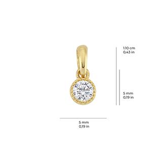 14 Ayar Tek Taş Altın Kolye Ucu