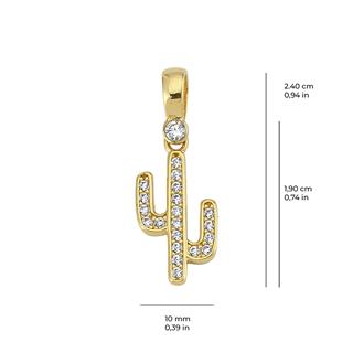 14 Ayar Kaktüs Altın Kolye Ucu