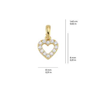 14 Ayar Altın Taşlı Kalp Kolye Ucu