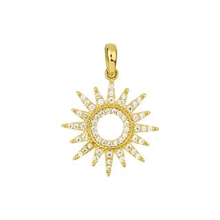 14 Ayar Altın Taşlı Güneş Kolye Ucu