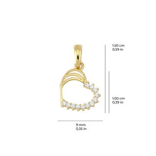 14 Ayar Taşlı Kalp Altın Kolye Ucu