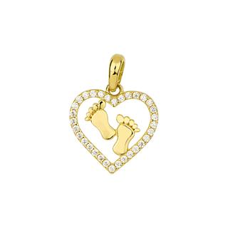 14 Ayar Altın Kalp Minik Ayaklı Kolye Ucu