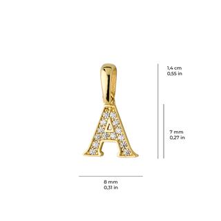 14 Ayar Altın A Harfi Taşlı Kolye Ucu