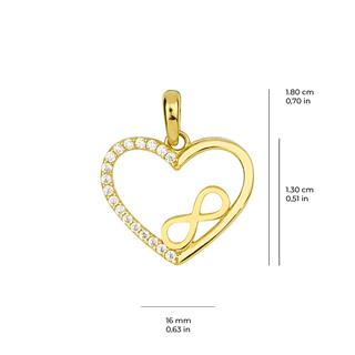 14 Ayar Altın Kalp ve Sonsuzluk Kolye Ucu