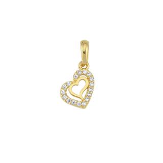 14 Ayar Altın Taşlı Kalp Kolye Ucu