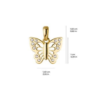 14 Ayar Taşlı Kelebek Altın Kolye Ucu