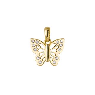 14 Ayar Taşlı Kelebek Altın Kolye Ucu