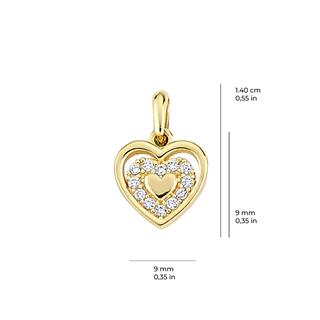 14 Ayar Altın Taşlı Kalp Kolye Ucu