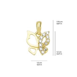 14 Ayar Altın Taşlı Kelebek Kolye Ucu