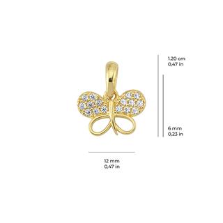 14 Ayar Altın Taşlı Kelebek Kolye Ucu