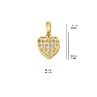 14 Ayar Altın Taşlı Kalp Kolye Ucu