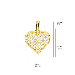 14 Ayar Kalp Taşlı Altın Kolye Ucu