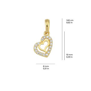 14 Ayar Altın Taşlı Kalp Kolye Ucu
