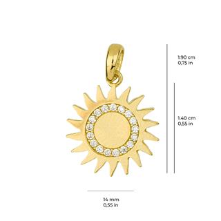 14 Ayar Altın Taşlı Güneş Kolye Ucu